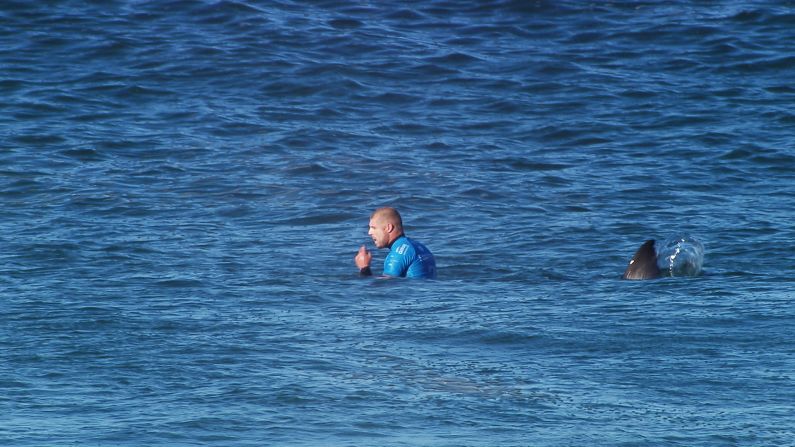 In this still image taken from video, a shark attacks professional surfer Mick Fanning during a competition in Jeffrey's Bay, South Africa, on Sunday, July 19. Fanning <a href="index.php?page=&url=http%3A%2F%2Fwww.cnn.com%2F2015%2F07%2F20%2Fworld%2Fshark-attack-mick-fanning%2Findex.html" target="_blank">fought off the shark</a> and avoided injury as the confrontation took place on live television.