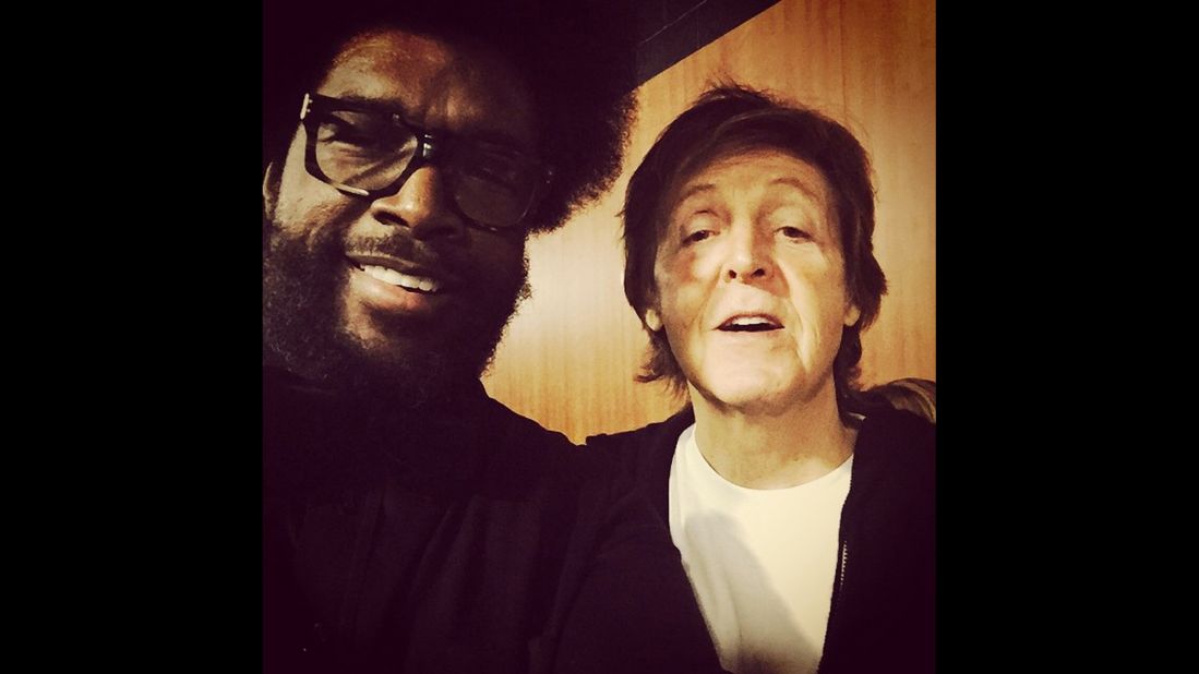 "My pal Paul, told me in the gym he used to be in a band," <a href="https://instagram.com/p/y3jS6Vwa0t/?taken-by=questlove" target="_blank" target="_blank">drummer Questlove joked</a> on Monday, February 9. He ran into former Beatle Paul McCartney at the Grammy Awards.