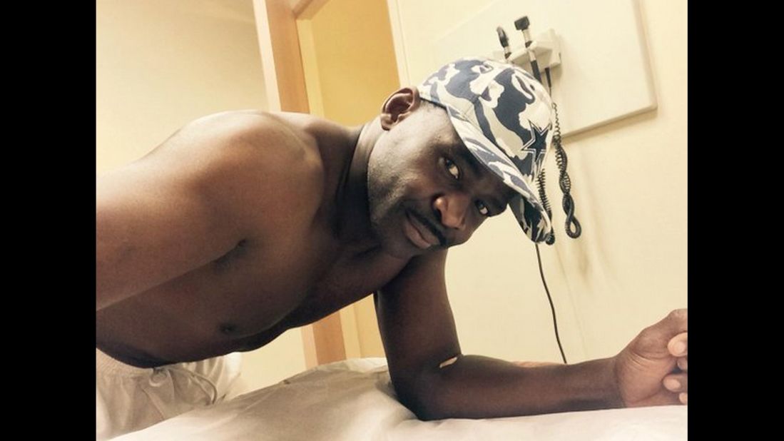 Hall of Fame football player Michael Irvin tweeted a series of selfies during his annual checkup on Monday, August 31. Even his prostate exam. "Dr told to drop them and bend this table," <a href="https://twitter.com/michaelirvin88/status/638383501520211968" target="_blank" target="_blank">Irvin said.</a> "This is why I hate this every year. They got to come up w something better."