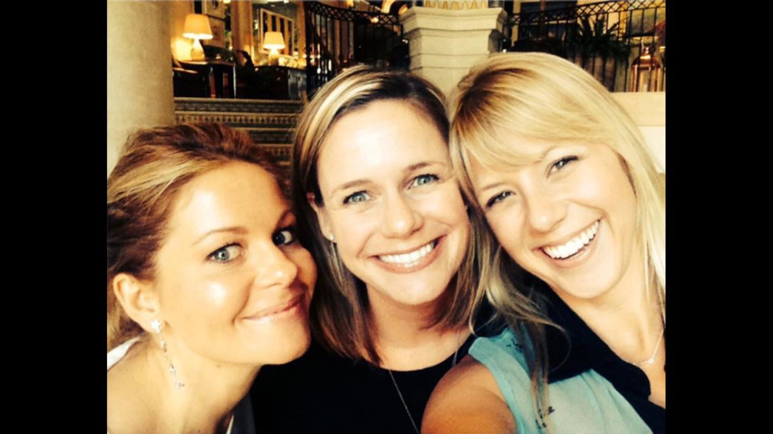 Actress Candace Cameron Bure, left, takes a selfie with two of her former "Full House" co-stars -- Andrea Barber, center, and Jodie Sweetin -- on Saturday, August 1. The three are also part of the cast shooting the show's reboot, "Fuller House." "Love these girls," <a href="https://instagram.com/p/53NRnwp8Z2/" target="_blank" target="_blank">Bure said on Instagram.</a>