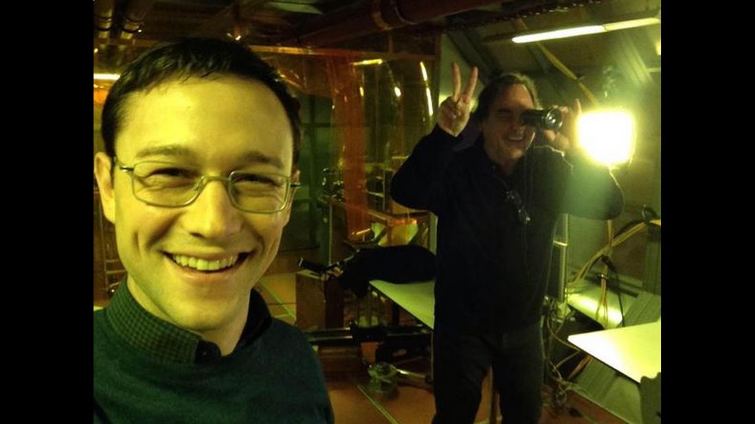 Actor Joseph Gordon-Levitt, left, called this Oliver Stone's first selfie. "This is gonna be Oliver's twentieth film, and I feel so sincerely privileged that he asked me to play this part," <a href="https://www.facebook.com/JoeGordonLevitt/photos/pcb.970184433005221/970040826352915/?type=1&theater" target="_blank" target="_blank">Gordon-Levitt said on Facebook</a> on Tuesday, March 3. Gordon-Levitt is playing whistleblower Edward Snowden in Stone's upcoming movie.