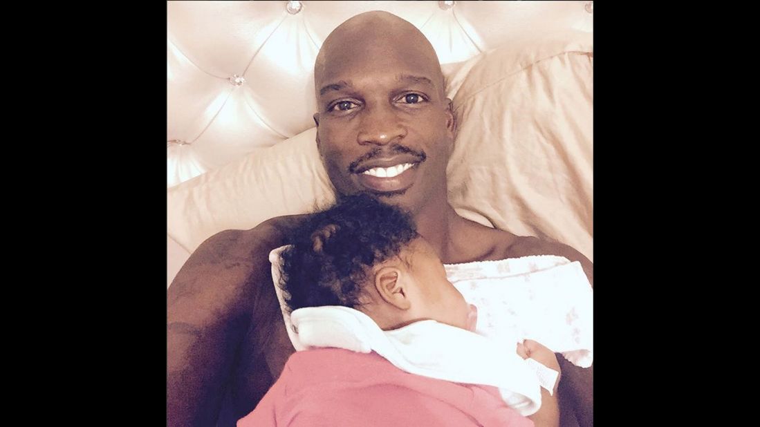 Pro football player Chad Johnson posted this selfie of his daughter Kennedi sleeping on his chest. "When you really want to play FIFA15 but you can't because if you move Baby Kennedi she will wake up so you fake smile to hide the hurt," <a href="https://instagram.com/p/6OqlvNPrvK/" target="_blank" target="_blank">Johnson said on Instagram</a> on Tuesday, August 11.
