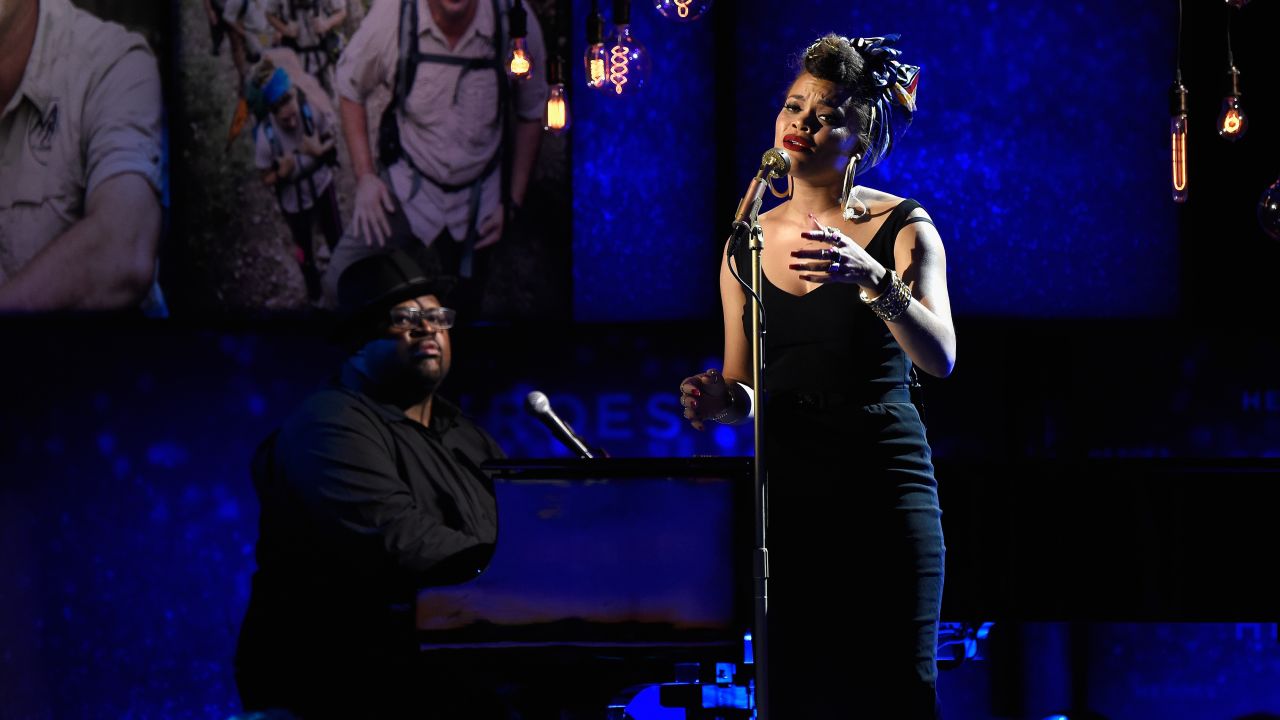 Recording artist Andra Day performed her inspiring anthem "Rise Up" during the ceremony. She also participated in the #MyHeroIn4Words CNN Heroes social media campaign.