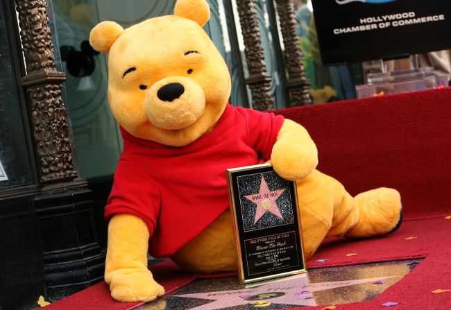 The adorable bear has been re-imagined in Disney's cartoons, pictured here on the Hollywood Hall of Fame in 2006.