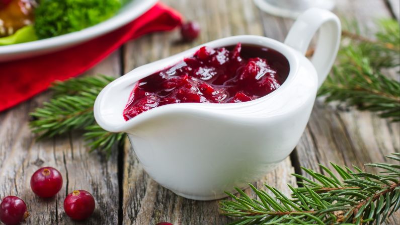 Whether you make your own or go for the canned stuff, a quarter-cup serving of cranberry sauce will set you back about 100 calories.