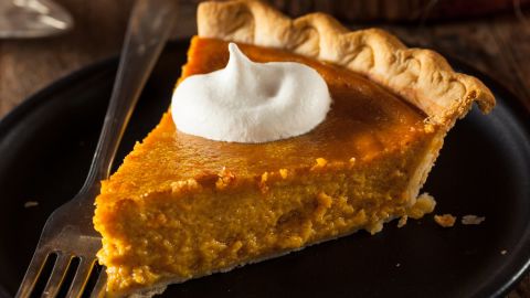 If pumpkin pie is your Thanksgiving dessert of choice, you are in luck. It is the lowest in calories of all the pies at 320 calories a slice, beating apple (411 calories) and cherry (486 calories). But there is still room for improvement -- use nonfat condensed milk instead of full-fat  in the filling.