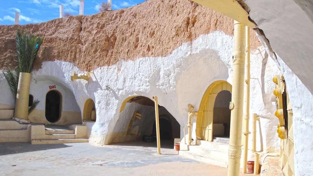 Built centuries ago by indigenous Berbers, this subterranean cave homes were converted to a hotel which George Lucas used as Luke Skywalker's childhood home in the original "Star Wars" film. It's still a hotel and contains props used in "Attack of the Clones."