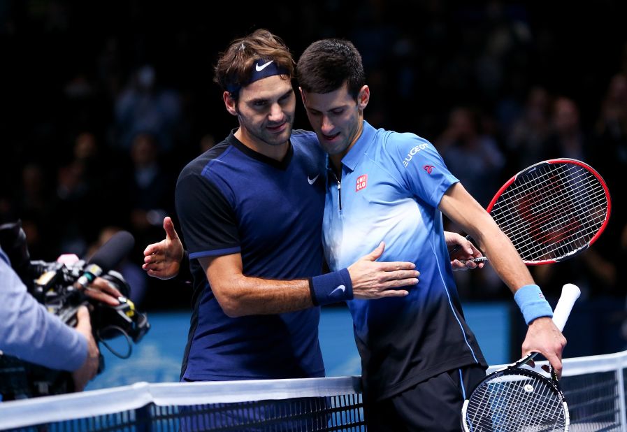 Djokovic meets Roger Federer, left, in a repeat of the 2014 final -- though the Swiss pulled out with a bad back last year. Federer on Saturday breezed against fellow Swiss Stan Wawrinka 7-5 6-3. 