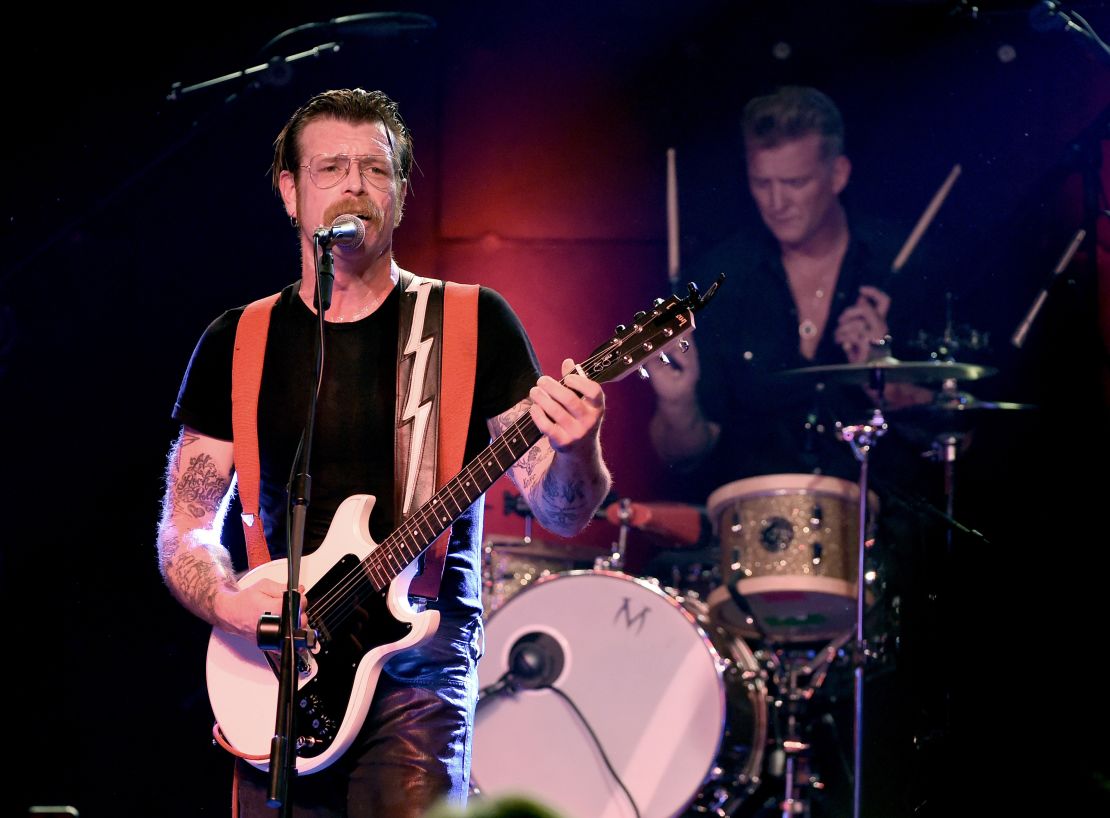 Jesse Hughes, left, and Josh Homme of the Eagles of Death Metal perform in Los Angeles in October.