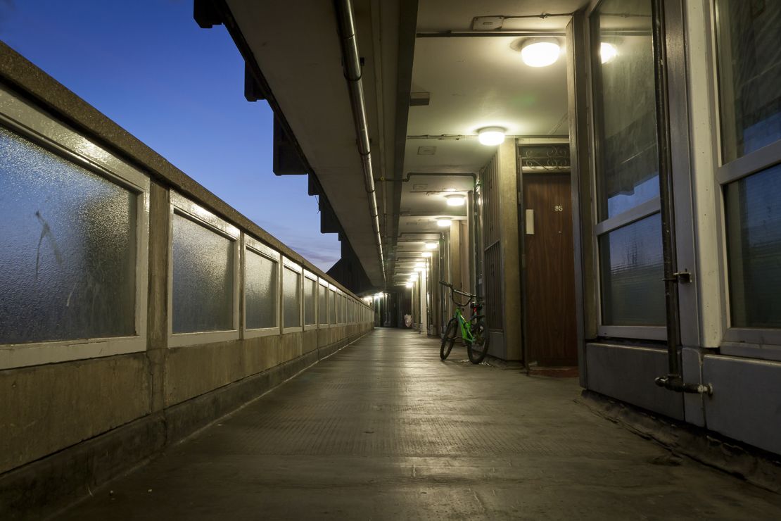 Inside Robin Hood Gardens.