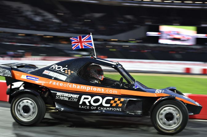 There were huge cheers for 2009 F1 world champion Jenson Button from the London crowd as he took to the track in a ROC car, a bit different to the McLaren-Honda he drives for his day job.