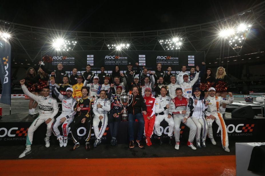 Hands up if you fancy a boys' weekend for racing drivers in London? Stars from the world of motorsport, including nine F1 pilots, took part in the 2015 Race of Champions (ROC) inside London's Olympic Stadium.
