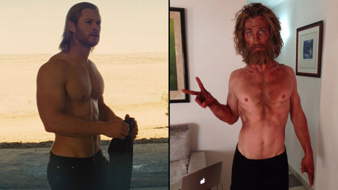 If you know Chris Hemsworth as the mighty Thor -- at left in 2011 -- his diminished size and scraggly face for the upcoming film "In the Heart of the Sea" might come as a shock. Hemsworth <a href="https://twitter.com/chrishemsworth/status/668417450946375680/photo/1" target="_blank" target="_blank">tweeted the photo on the right </a>in November 2015. "Just tried a new diet/training program called 'Lost At Sea.' Wouldn't recommend it," he wrote.