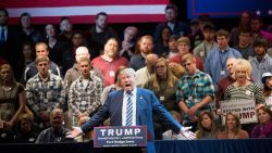 FORT DODGE, IA - NOVEMBER 12:  Republican presidential candidate Donald Trump speaks to guests during a campaign stop at Iowa Central Community College on November 12, 2015 in Fort Dodge, Iowa. The stop comes on the heals of Tuesday's eight-candidate Republican debate in Milwaukee where a national poll of viewers declared Trump the winner.  (Photo by Scott Olson/Getty Images)