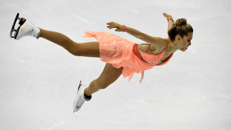 Russian figure skater Elena Radionova performs her short program during a Grand Prix event in Moscow on Friday, November 20. Radionova finished the competition in first place. 
