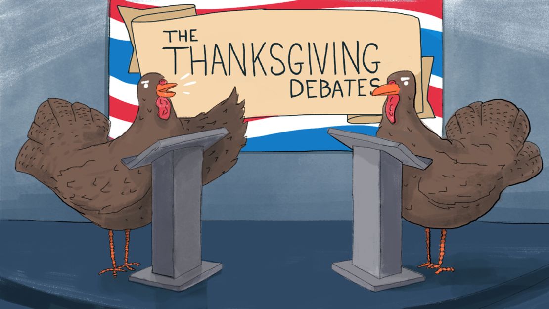thanksgiving debate turkeys illustration mullery