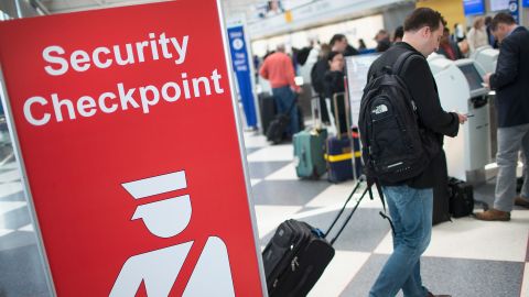 CHICAGO, IL - JUNE 02: A sign directs travelers to a security checkpoint staffed by Transportation Security Administration (TSA) workers at O'Hare Airport on June 2, 2015 in Chicago, Illinois. The Department of Homeland Security said that the acting head of the TSA would be replaced following a report that airport screeners failed to detect explosives and weapons in nearly all of the tests that an undercover team conducted at airports around the country. (Photo by Scott Olson/Getty Images)