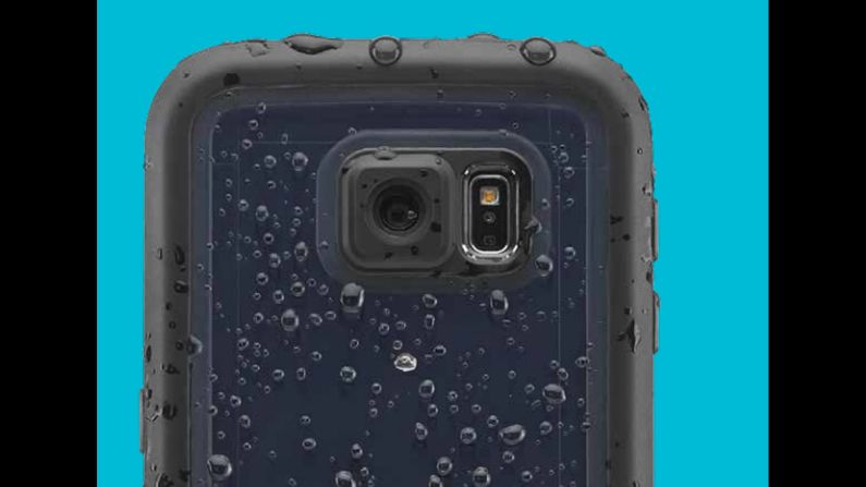 An accidental dunking or a walk in a rainstorm can ruin your phone. Add protection (and peace of mind) with <a href="http://www.amazon.com/s/?ie=UTF8&node=172282&keywords=LifeProof+Fre+Waterproof&tag=googhydr-20&hvadid=85860505608&hvpos=1t2&hvexid=&hvnetw=g&hvrand=771605362520109459&hvpone=&hvptwo=&hvqmt=b&hvdev=c&ref=pd_sl_6tq7l4a77o_b" target="_blank" target="_blank">this rugged, waterproof case</a> that will guard against dirt, sand, mud and sudden splashes. Lifeproof says an encased phone meets military drop specs and will survive being submerged 6 feet underwater for an hour. Available for newer-model iPhones or Samsung Galaxy phones (pictured is a Samsung Galaxy S6).