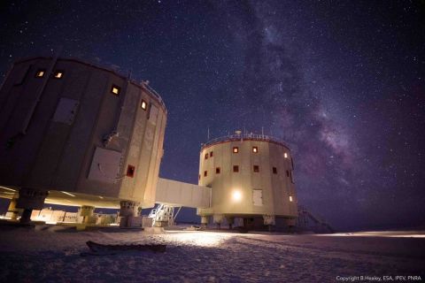 Scientists are using the Concordia research station in Antarctica to research the effects of long space missions. In winter, no sunlight is seen for four months and the typical crew of 12 live in complete isolation.