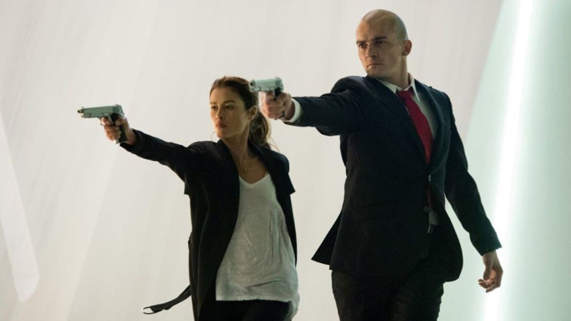 Hannah Ware as Katia and Rupert Friend as the assassin star in "Hitman: Agent 47." 