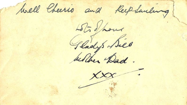 One missive from home signs off "Well cheerio and keep smiling, from Bill, Gladys, Mother and Father."