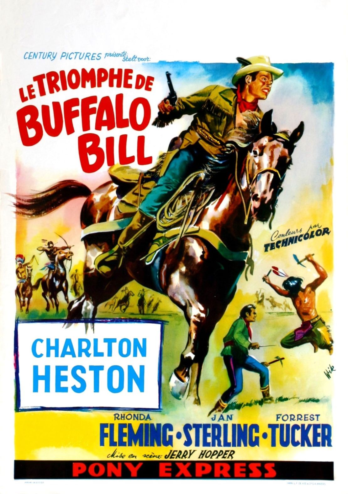 Poster for the French version of Jerry Hooper's "Pony Express" (1954).