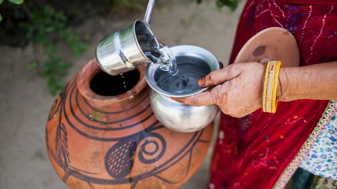 The rainwater is clean and safe. Agrawal says the people call it "sweet water."