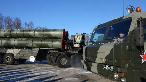 A new generation air defence system S-400 Triumf, also known as a SA-21 Growler, moves during exercises at the anti-aircraft defence military unit near Elektrostal, outside of Moscow on December 2, 2010.