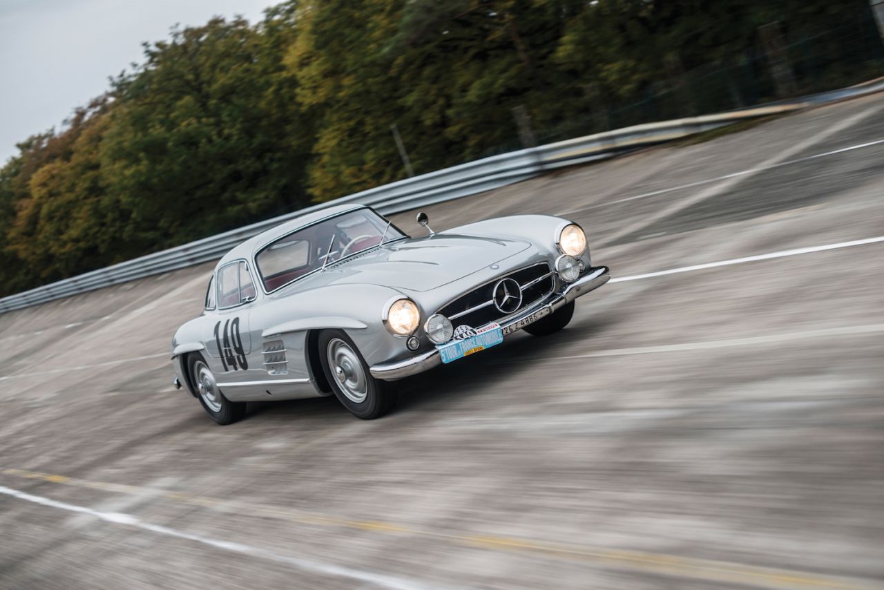 It is scarcely possible for the Mercedes-Benz Gullwing to get any more desirable -- unless, like this one, it was driven by the great <a href="http://www.stirlingmoss.com/" target="_blank" target="_blank">Stirling Moss</a>. An icon's icon, it still wears the livery from Moss' second overall finish at the legendary Tour de France in 1956. 