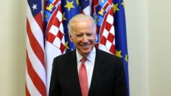 US Vice-President Joe Biden is pictured following a meeting with Croatian Prime Minister in Zagreb on November 25, 2015.  AFP PHOTO / AFP / - (Photo credit should read -/AFP/Getty Images)
