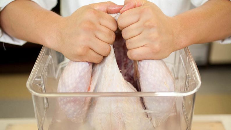 Brining works faster than salting and can also result in juicier lean cuts since it adds, versus merely retains, moisture. But note that brining inhibits browning, and it requires fitting a brining container in fridge.