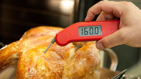 White meat should be cooked only to an internal temperature of 160 degrees, while dark meat should be cooked to 175 degrees. Having a good instant-read thermometer is essential.