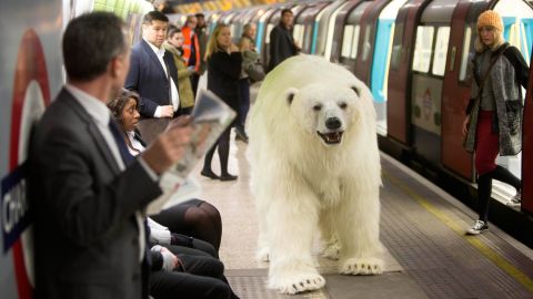 <strong>January 27:</strong> An animatronic polar bear visits the London Underground to mark the launch of "Fortitude," Sky Atlantic's new TV drama.