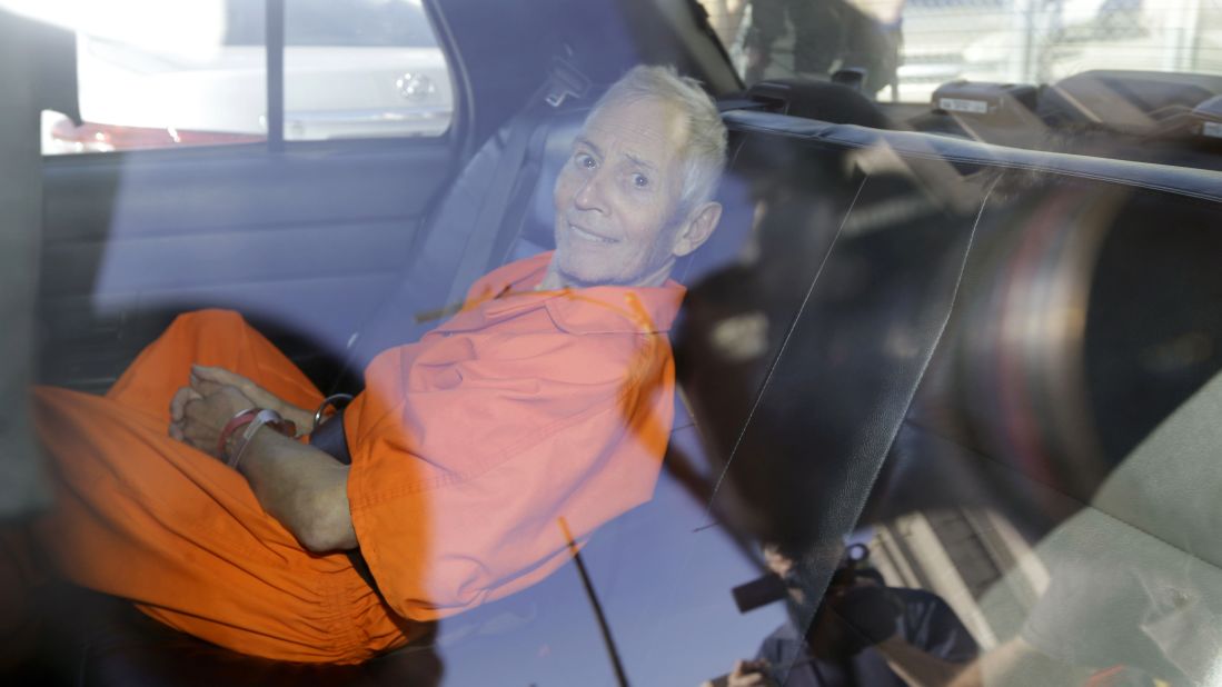 <strong>March 17:</strong> <a href="http://www.cnn.com/2015/03/16/us/gallery/robert-durst/index.html" target="_blank">Robert Durst,</a> a wealthy New York real-estate heir, is transported to Orleans Parish Prison after his arraignment in New Orleans. Durst faces felony firearm and drug charges in New Orleans, and he has been charged with first-degree murder in Los Angeles. Investigators say they believe Durst was behind the slaying of Susan Berman, his longtime friend. Durst is also the focus of the HBO documentary series "The Jinx," which explores his wife's 1982 disappearance and investigators' suspicions that Berman was killed because she knew what happened to her. Durst has long maintained he didn't kill Berman or have anything to do with his wife's disappearance.