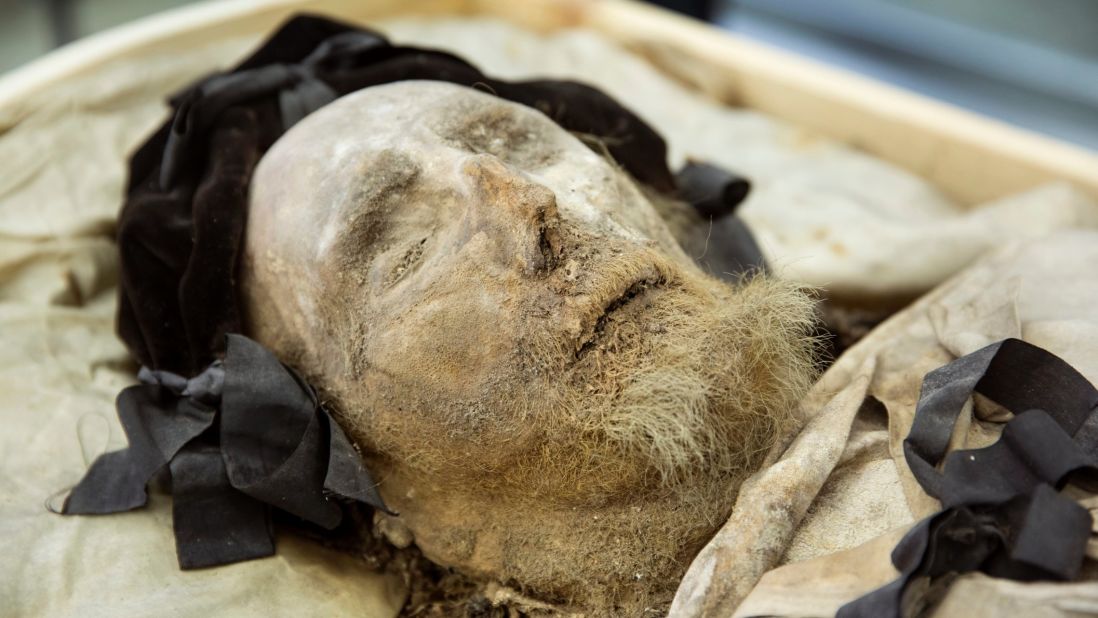 <strong>April 10:</strong> The mummified body of Peder Winstrup, former bishop of Lund, Sweden, is exhibited to the press after it had been examined by experts in Lund. The research team said the body from the 1600s is one of the best-preserved in Europe, <a href="http://sverigesradio.se/sida/artikel.aspx?programid=2054&artikel=6138356" target="_blank" target="_blank">according to Radio Sweden.</a>