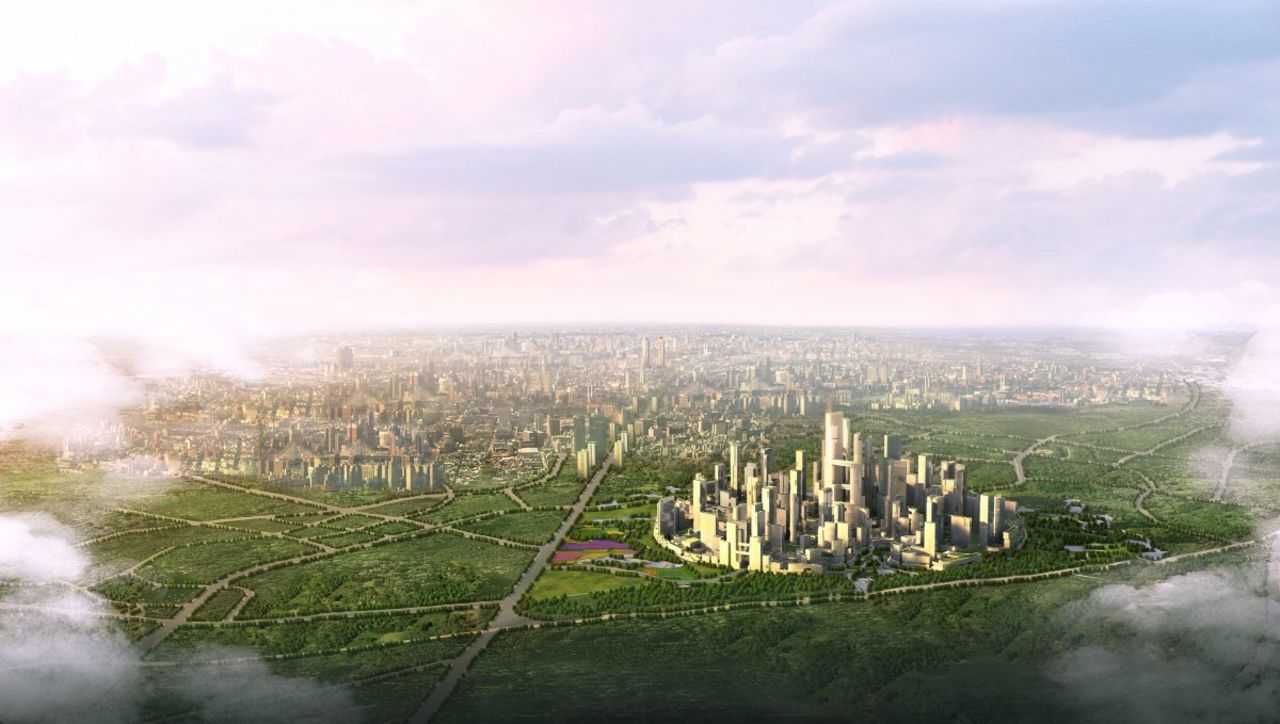 China may perform miserably overall when it comes to air pollution but by 2020, this is what Great City, a town outside of Chengdu, China is projected to look like. It's been designed so that the distance between any two points in the city should be walkable within about 15 minutes, eliminating the need for cars. 