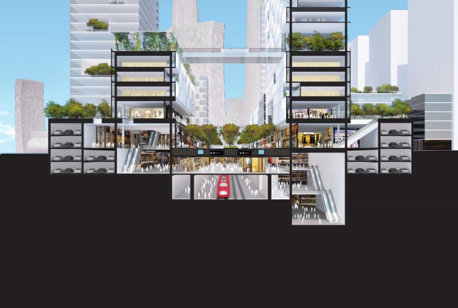 Scheduled for completion in 2020, it will accommodate up to 80,000 people, planners Adrian Smith + Gordon Gill Architecture Designs said, and residents can make use of a system of electric shuttles.