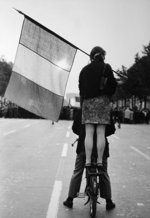 This photo by Henri Cartier Bresson was taken in May 1968, a period of civil unrest in France that saw massive worker strikes and student demonstrations.