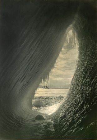 This unique image was taken from a grotto inside of an iceberg just as it was turning over.