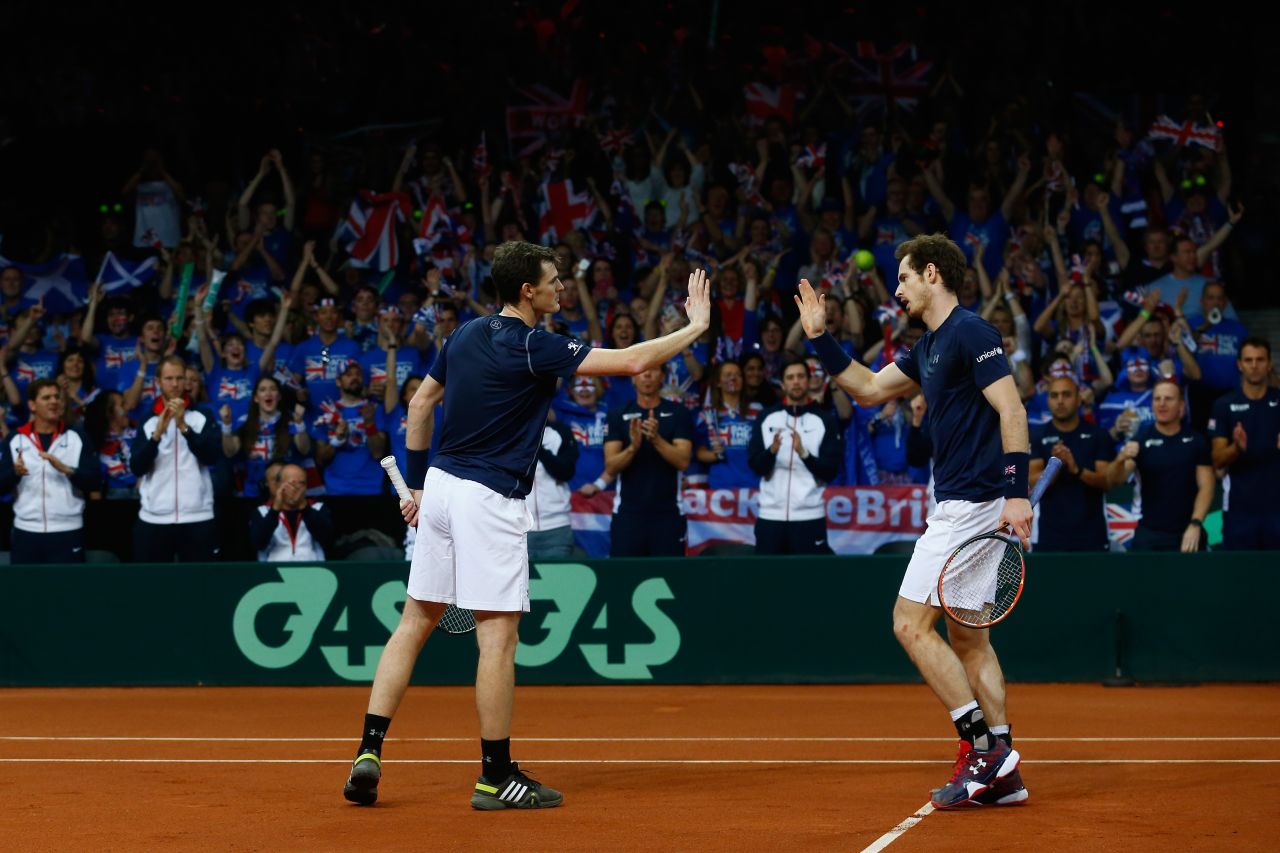 Great Britain took the lead in the series when Andy and older brother Jamie beat Goffin and Steve Darcis in four sets in Saturday's doubles.  