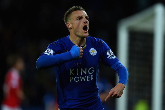 Jamie Vardy struck against Manchester United Saturday to break Ruud Van Nistelrooy's record of scoring in ten consecutive Premier League matches.