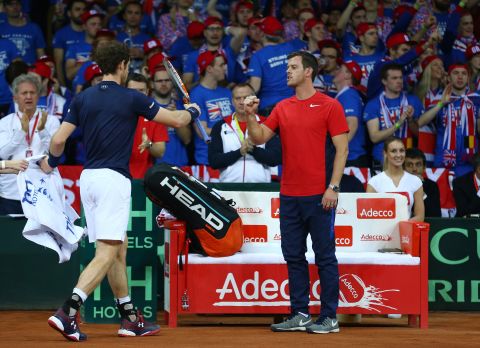 Great Britain captain Leon Smith, right, knows how fortunate he is to have Murray on his side. Murray finished at 11-0 in the Davis Cup this year.  