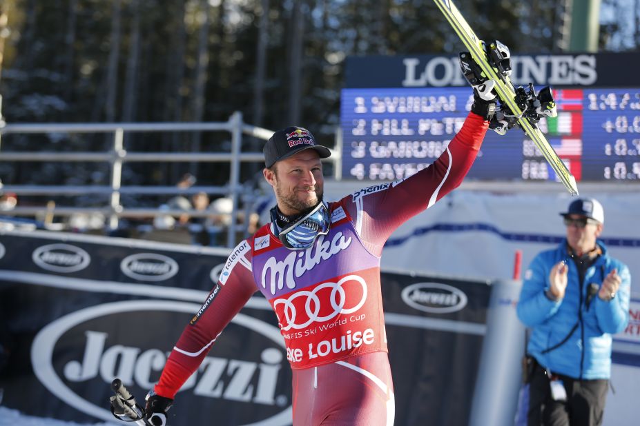 Aksel Lund Svindal is back -- tying the record for World Cup wins in one venue with back-to-back Lake Louise victories.