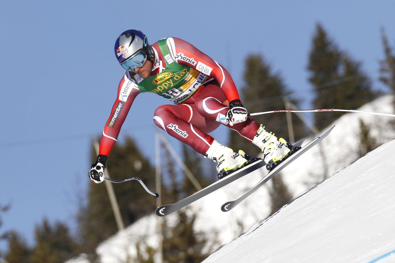 Svindal then took first place in the super-G at Lake Louise. The two victories tied skiing's record for the number of men's World Cup wins at the same venue -- the 33-year-old now has eight there.