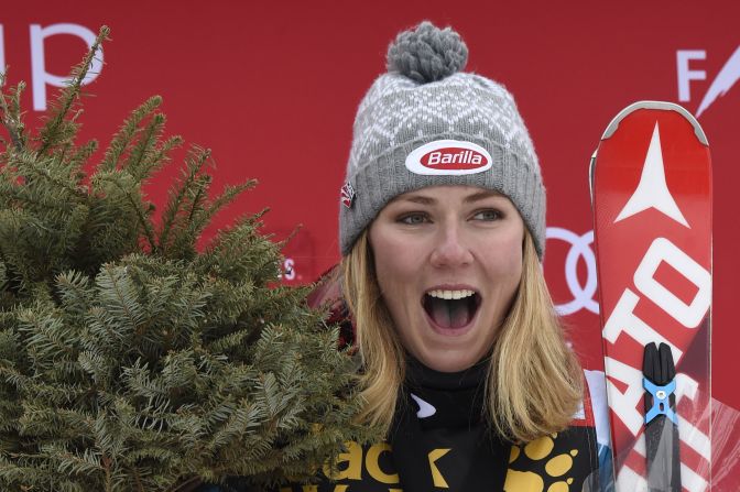 Mikaela Shiffrin has a smile as wide as the gap between her and her rivals, following the second of her two back-to-back slalom wins in Aspen.