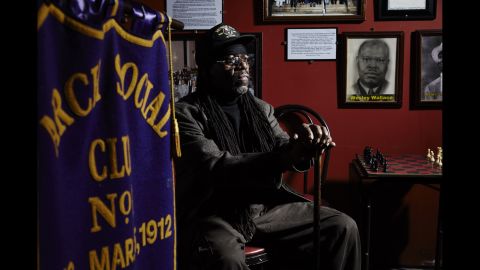 Kaleb Tshamba belongs to the historic Arch Social Club. More than 100 years old, the club has been traditionally African American and for males only. "We are one of the only historic black places left in Baltimore," Tshamba said. The club sits across the street from the CVS store that was burned during the April riot. Tshamba and other members of the club participate in the 300 Men March, which calls for a stop to violence. A sign on the front of the club's building reads, "We must stop killing each other."