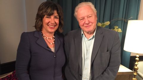 Attenborough with CNN's Christiane Amanpour in Paris as the COP21 cliamte conference began.