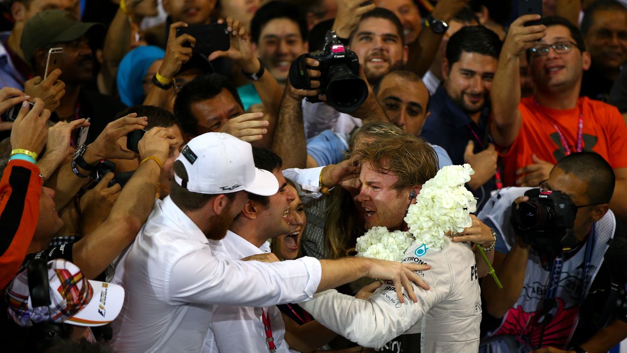 Formula One driver Nico Rosberg celebrates after winning the Abu Dhabi Grand Prix on Sunday, November 29. The Emirati race was the last event of the season. Rosberg won six races this season but finished second in the standings behind Mercedes teammate Lewis Hamilton. Hamilton won 10 races. Only one other driver on the circuit won a race this season -- Sebastian Vettel had three wins.
