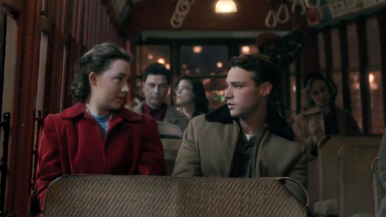 Eilis and Tony, in a scene from "Brooklyn," starring Saoirse Ronan and Emory Cohen.