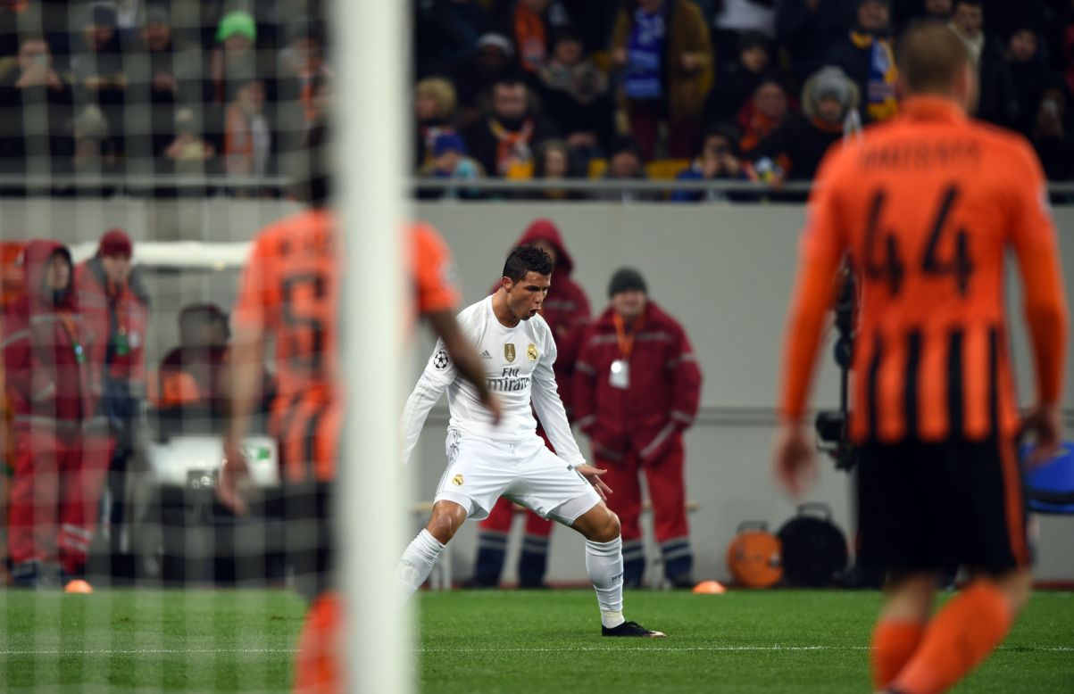 <strong>November 25, 2015: </strong>After a rare three-game drought, Ronaldo returned to scoring ways with a double as Real beat Shakhtar Donetsk 4-3 in the Champions League.